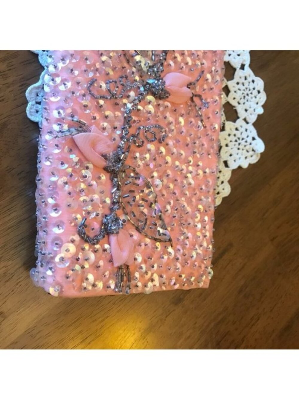 Vintage Evening Bag Sequins & Beads Melon Color - Picture 3 of 8